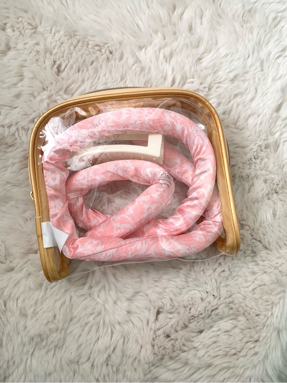Bridgerton Pink Satin Hair Curler With Claw Clip & Bag